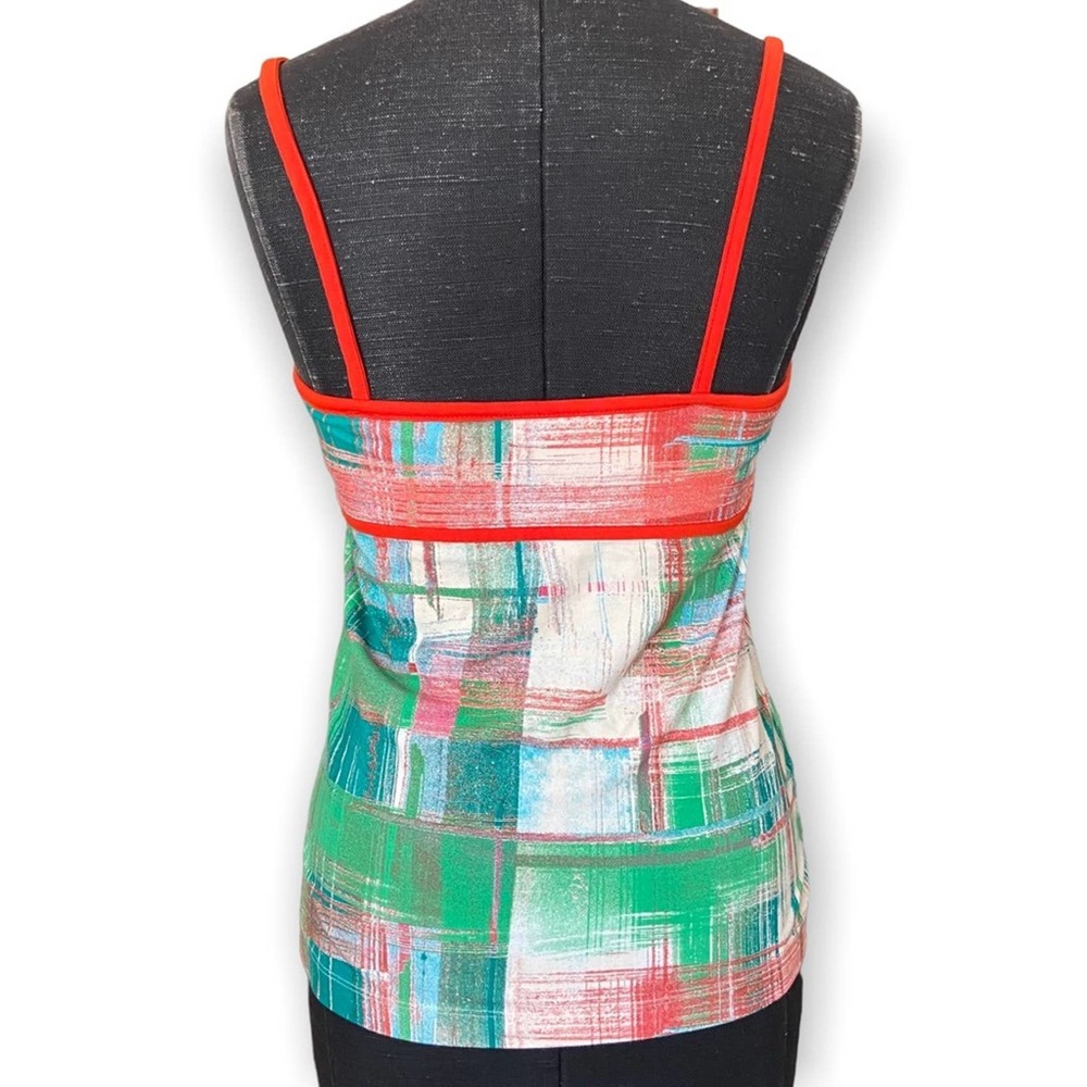 Patagonia Top Tank Cami Plaid Hotline Style Red Orange Green Size Medium - Picture 5 of 8